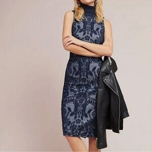 Anthropologie by Maeve Ryder Jacquard Turtleneck Dress size 0P